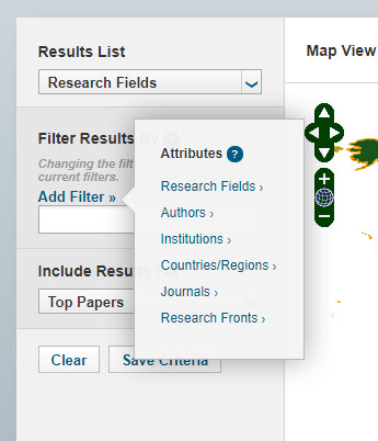 Screenshot of Add Filter link and attributes